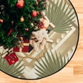 thumbnail image 4 of Coolnut Autumn Palm Leaves 3D Christmas Tree Mats Waterproof Tree Skirt, Xmas Tree Stand Tray Mat Floor Protector Pad for Holiday Party Decoration, 28.3", 4 of 6