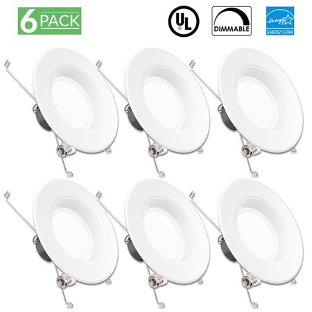 - Sunco Lighting 6 Pack 5 / 6 Inch Baffle Recessed Retrofit Kit LED Light Fixture, 13W (75W Replacement), 5000K Kelvin Daylight, 830 Lumen, Dimmable, Quick/Easy Can Install, Wet Area