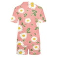 thumbnail image 3 of Jamicy Pyjama Super Doux pour Femmes Mode Décontractée Imprimé Haut à Manches Courtes à Col à Revers avec Short Ample Confortable Ensemble de Pyjama pour la Maison, 3 of 4