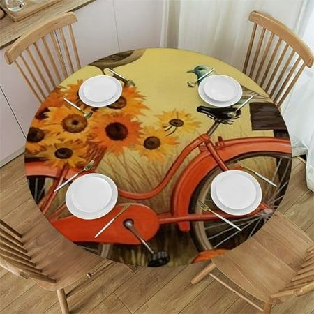 

BCIIG Bird Round Table Cover Stain Resistant Washable Indoor Outdoor Tablecloth Kitchen Dining Wedding Parties Full Width Single-Sided Printing 100% Polyester Fiber 54 -58
