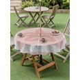 thumbnail image 4 of Outdoor Tablecloth with Umbrella Hole for Patio/Picnic/Party/Camping, Ocean Starfish Waterproof Table Cloth Round Cover Washable, Summer Coastal Cartoon Geometric Pink (Dia 54"), 4 of 9