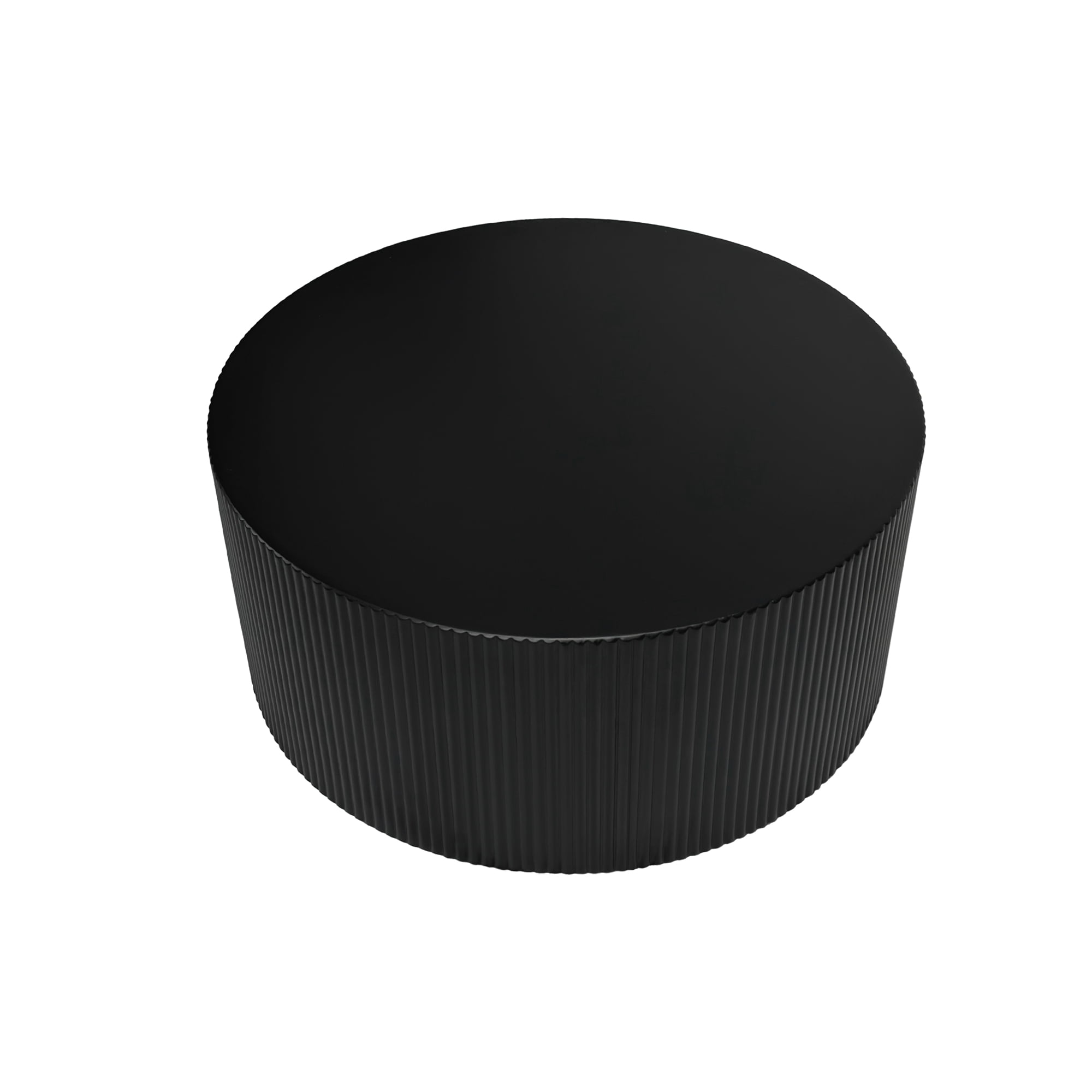 Dasun 35.83" Modern Round Coffee Table, Stylish and Minimalist Wave Stripe Coffee Table, Drum Circle Coffee Table for Living Room, Bedroom, Black