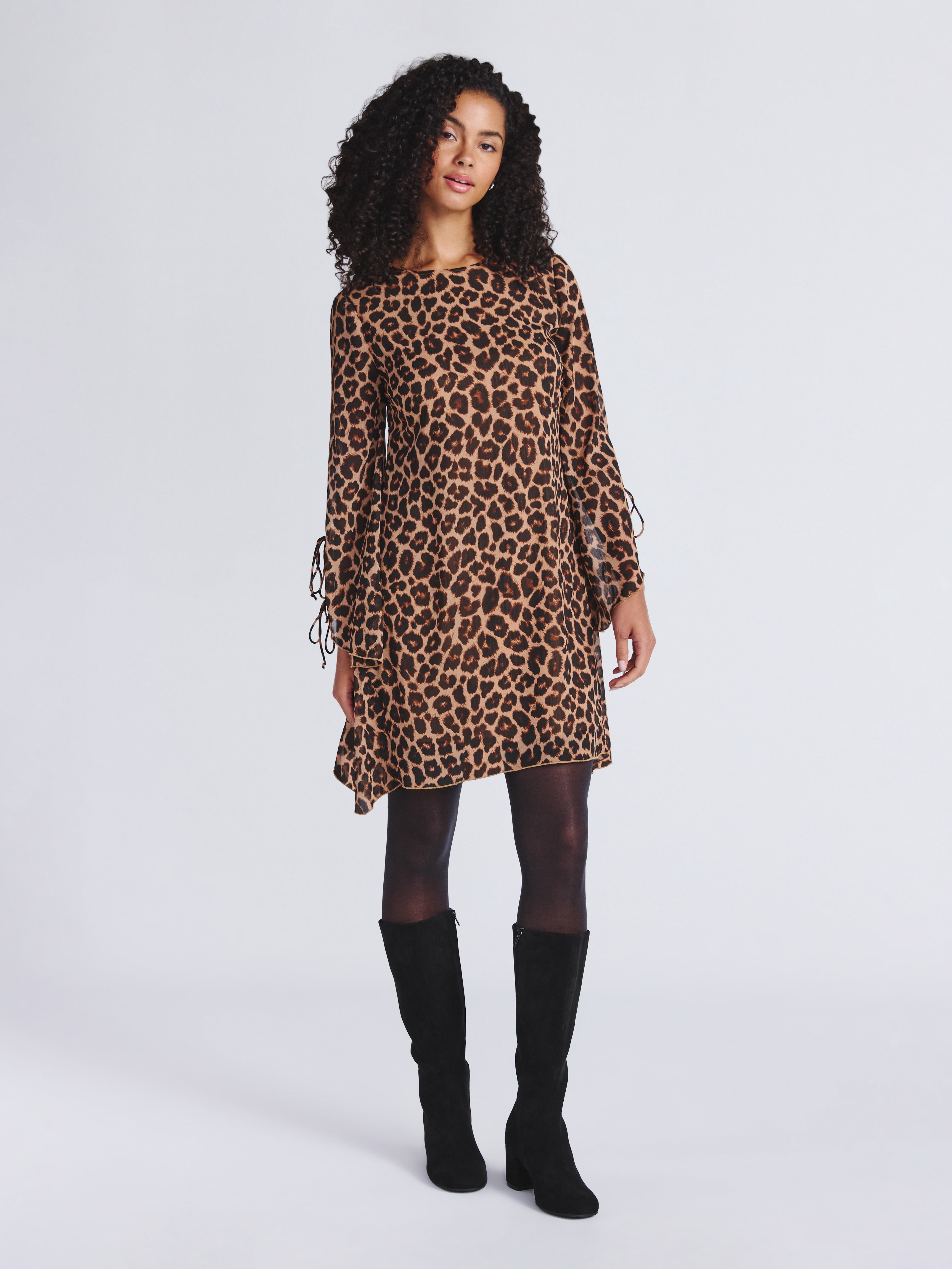 Time and Tru Women's Tie Sleeve Mini Dress, Sizes XS-XXXL