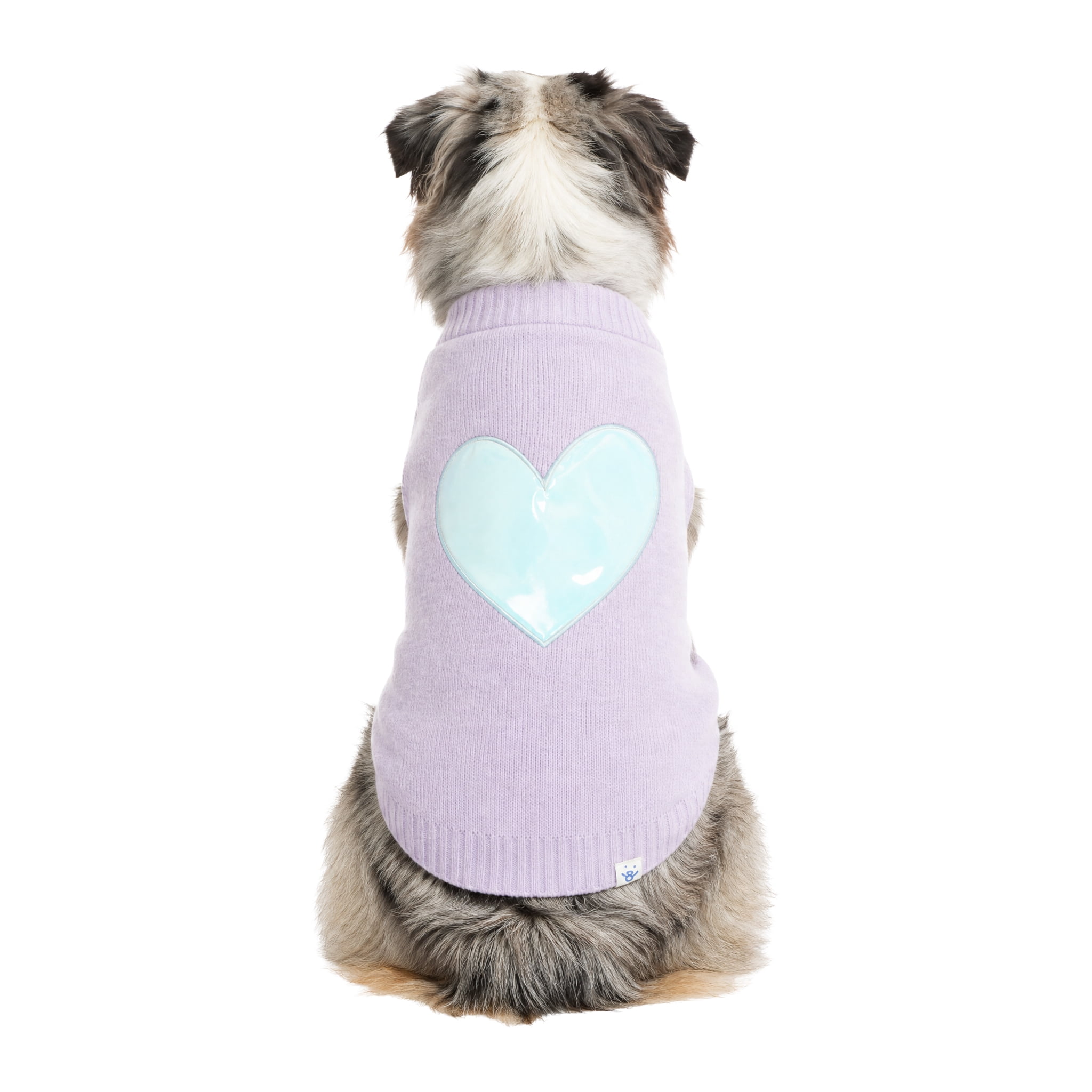 Oodles Iridescent Heart Fall Dog Sweater, Purple, Large