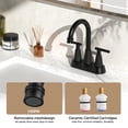thumbnail image 6 of 4 Inch Kitchen Faucet for Sink 3 Hole,2 Handle Bathroom Sink Faucet Lead-Free Brushed Nickel Bath Sink Faucet with Pop-up Drain Stopper and 2 Supply Hoses Matte Black, 6 of 7