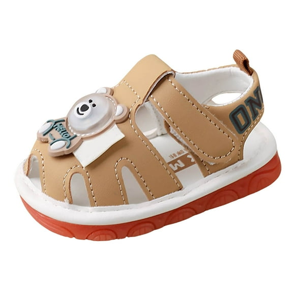 Quealent Baby Boys Girls Summer Lightweight Soft Sole Closed-Toe Outdoor Leather Athletic Sandals Khaki for Size 5
