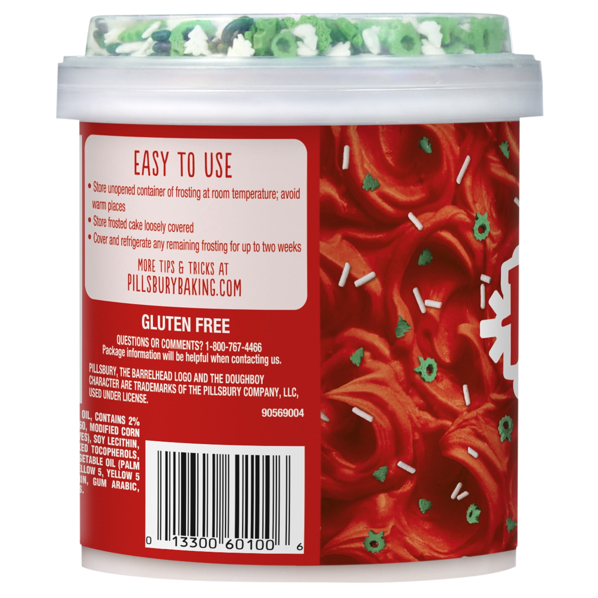 (2 pack) Pillsbury Funfetti Holiday Red Vanilla Frosting, 15.6 Oz Tub