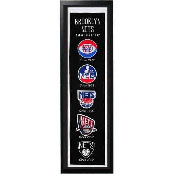 Encore Select 109-98 Bannière en Feutre Logo Histoire des Brooklyn Nets - 14 x 37 Po.