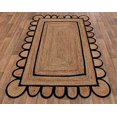 thumbnail image 2 of Scallop Pattern Jute Bohemian Area Rug (Black, 2'6"x14'), 2 of 5