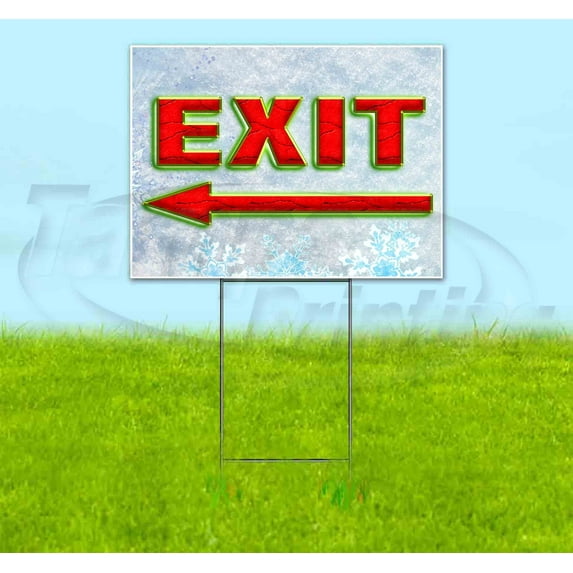 Exit Arrow (18" x 24") Yard Sign, Includes Metal Step Stake
