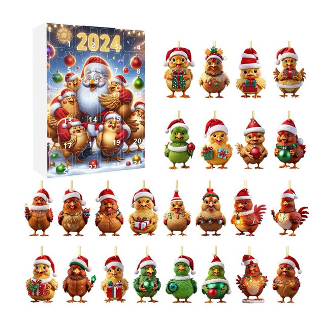 Ruifaya Calendario de Adviento de 24 días para las vacaciones de Navidad Calendario de cuenta regresiva Chicken Fast