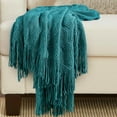 thumbnail image 5 of Navy Throw Blanket Textured Solid Soft Sofa Couch Decorative Knitted Blanket, 50" x 60" Navy, 5 of 5