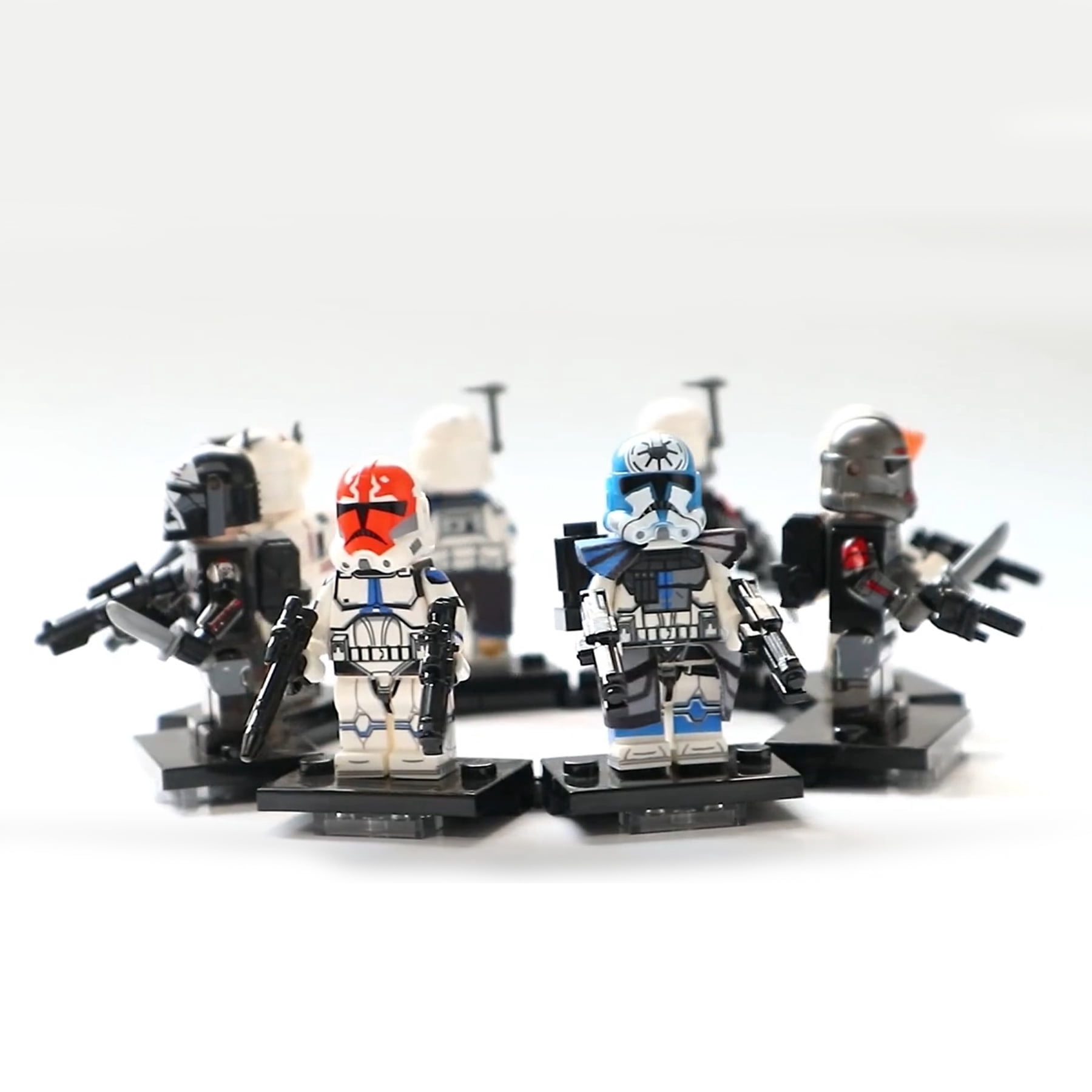 24 PCS Clone Wars Clone Force 99 Minifigures Collectible 1.77 inch Clone Trooper Action Figures Building Blocks Toys Set (Gift - 1PCS Turtle Keychain)