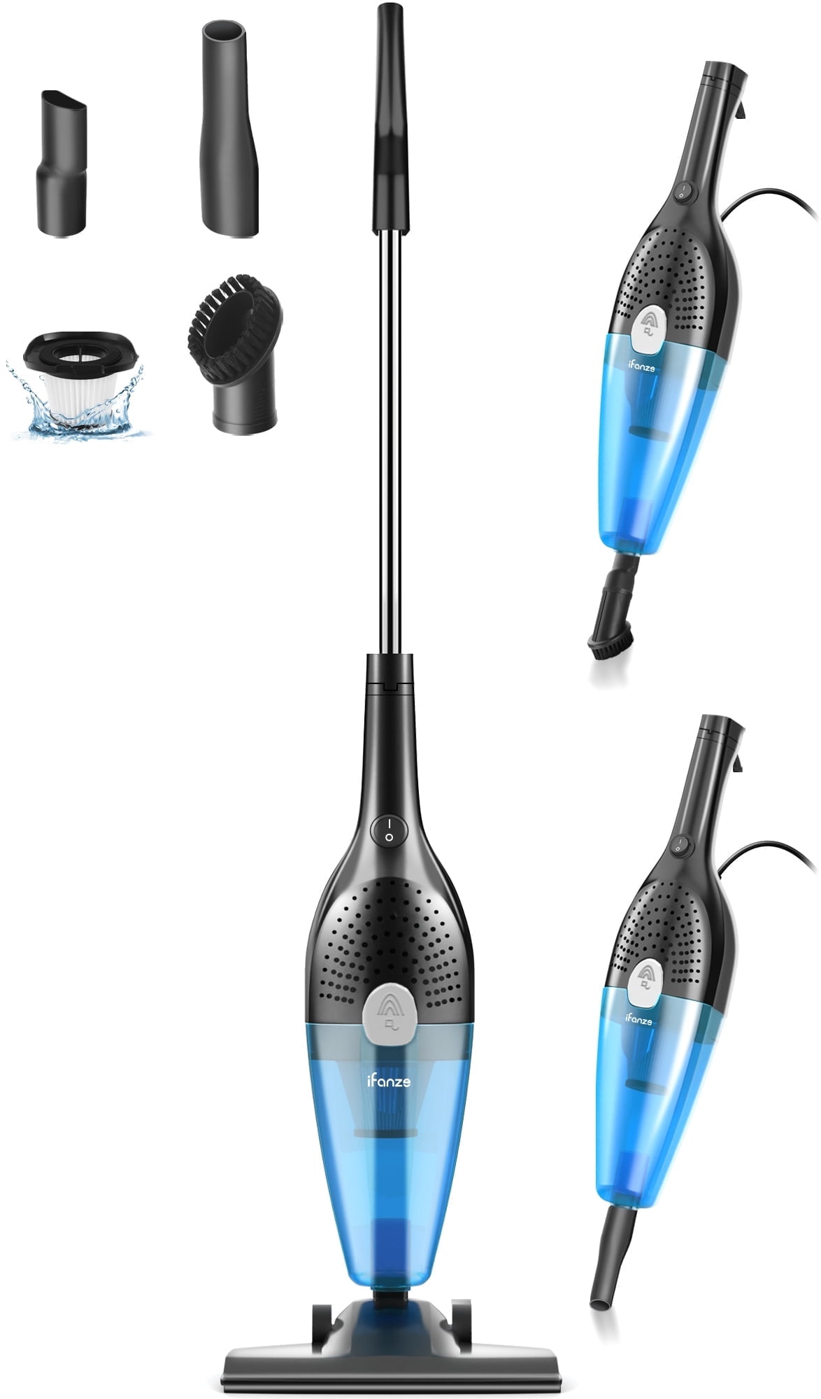 Emossie Corded Stick Vacuum Cleaners, 25KPa Lightweight Handheld Multi-Surface 3-in-1 Small Vacuum Cleaners, 1000W Motor Household Vacuum for Home Hardwood Floor Carpet Car Pet Hair, Black, BR602