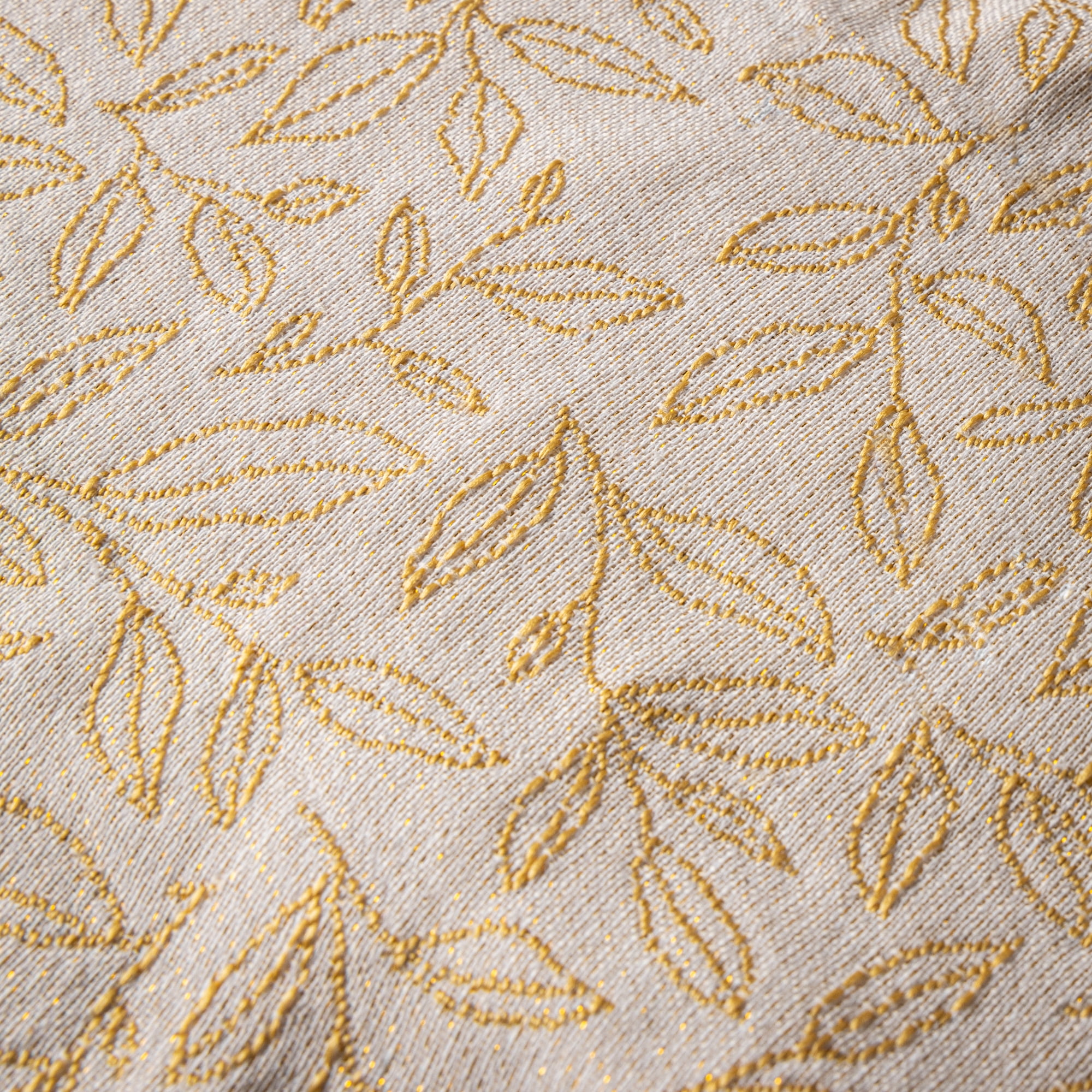Thyme & Table 84" Rectangle Tablecloth, Cream and Gold Leaf