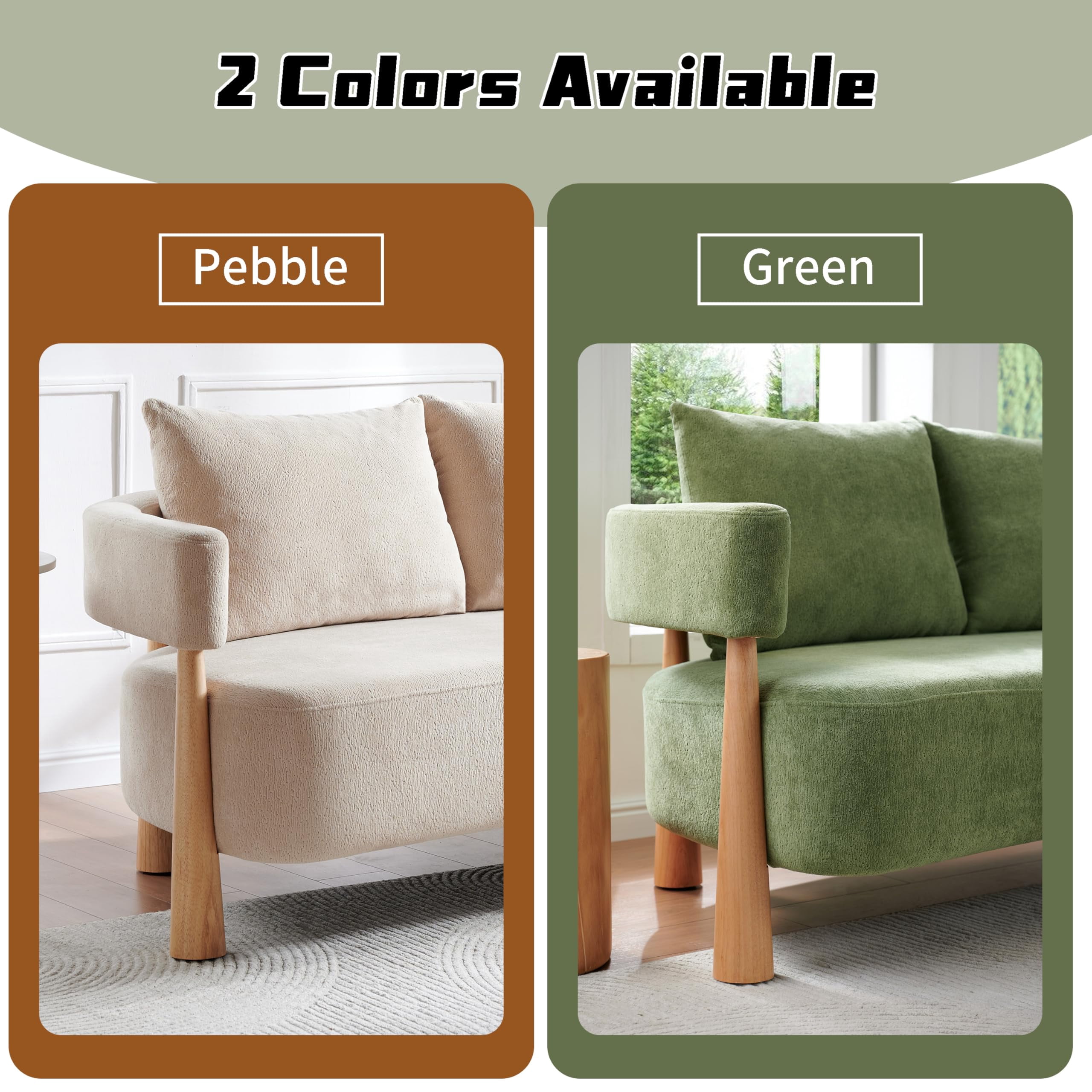 Loveseat Sofa with High-Resilience Cushions, Ergonomic Design with Arched Arms, Sturdy Hardwood Legs, Soft Velvet Upholstery, Includes Floor Protection Pads, Easy Assembly, Green