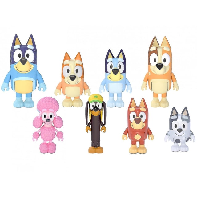 Conjunto de figuras de acción de la familia Bluey, muecos de perro de dibujos animados, decoración de coche, juguetes para nios, regalos, regalo de Navidad, 8 Uds