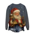 thumbnail image 6 of Uootdi Gift Christmas Sweatshirts for Women Cute christmas tree Santa Claus Printed Crewneck Long Sleeve Sweatshirt Winter Casual Xmas Pullover Tops, 6 of 7