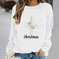 thumbnail image 6 of Ounisa Womens Crewneck Sweatshirt Long Sleeve Christmas Cross Print Terry Casual Cute Pullover Top Sweater, 6 of 6