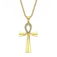 thumbnail image 3 of Egypt Iced Out Bling Ankh Cross Pendant Necklace Women Men Key of Life 14K Yellow Gold Rhinestones Egyptian Jewelry D163, 3 of 6