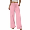 thumbnail image 2 of YuXingFu Womens Solid Tie Wide Leg Long Pants Pink XL, 2 of 7