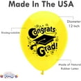 thumbnail image 4 of PMU 100 Pcs Graduation Balloons PartyTex 11 inch Premium Yellow with All-Over Print White Grad Caps-Confetti and Streamers Graduation Party Decorations, 4 of 7