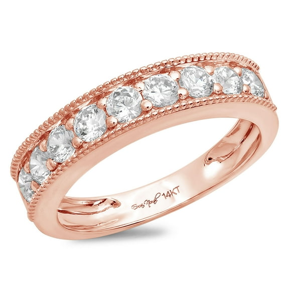 0.81 ctw Wedding Band for Women - 18K Rose Gold Moissanite Stackable Eternity Ring