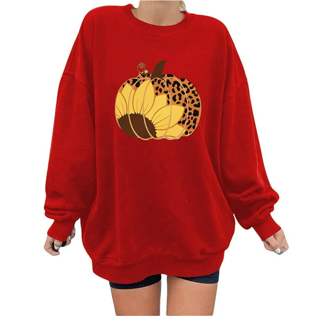 Nouveaux Hauts pour Femmes 2023 Mode Imprimé Col Rond Chandail Manches Longues Blouse Confortable Chandail en Molleton Coupe Décontractée Chandail en Molleton Oversize pour Femmes