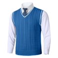 thumbnail image 5 of YMNXA Mens Sweaters Vest Sleeveless V Neck Solid Color Knitted Comfortable Slim Fit Top For Casual Daily Wear Blue L, 5 of 8