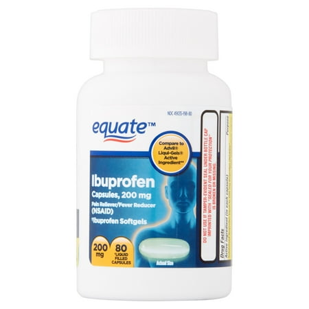Equate Ibuprofen Softgels 200 mg Pain Reliever/Fever Reducer , 80 ct