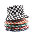 thumbnail image 1 of CARBONLIKE 1 Uds. Reversible de doble cara, sombrero de pescador estampado a cuadros, gorras de pescador empacables para mujeres y hombres LingWen 1327533366229, 1 of 1