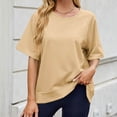 thumbnail image 2 of Vynhevius Womens Sweatshirts Crew Neck Raglan Short Sleeve Ribbed Hem Solid Loose Casual Pullover Tops, 2 of 9