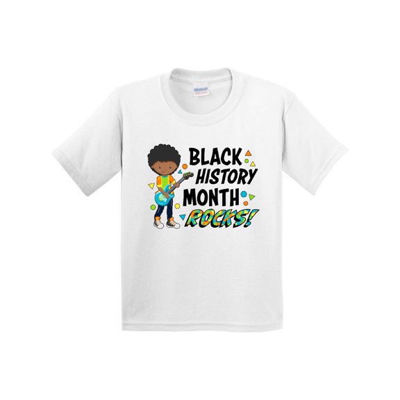Inktastic Black History Month Rocks Boy with Guitar Youth T-Shirt