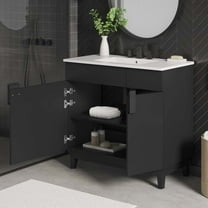 Modway Miles 36” Bathroom Vanity in White Black