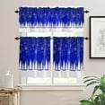 thumbnail image 2 of Blue Christmas Kitchen Curtains and Valances Set, Christmas Trees Snowflakes Snowy Winter Rod Pocket Window Valance 18 Inch Window Curtain Panels for Living Room Bedroom Laundry, 27.5x24in, 3 Pieces, 2 of 7