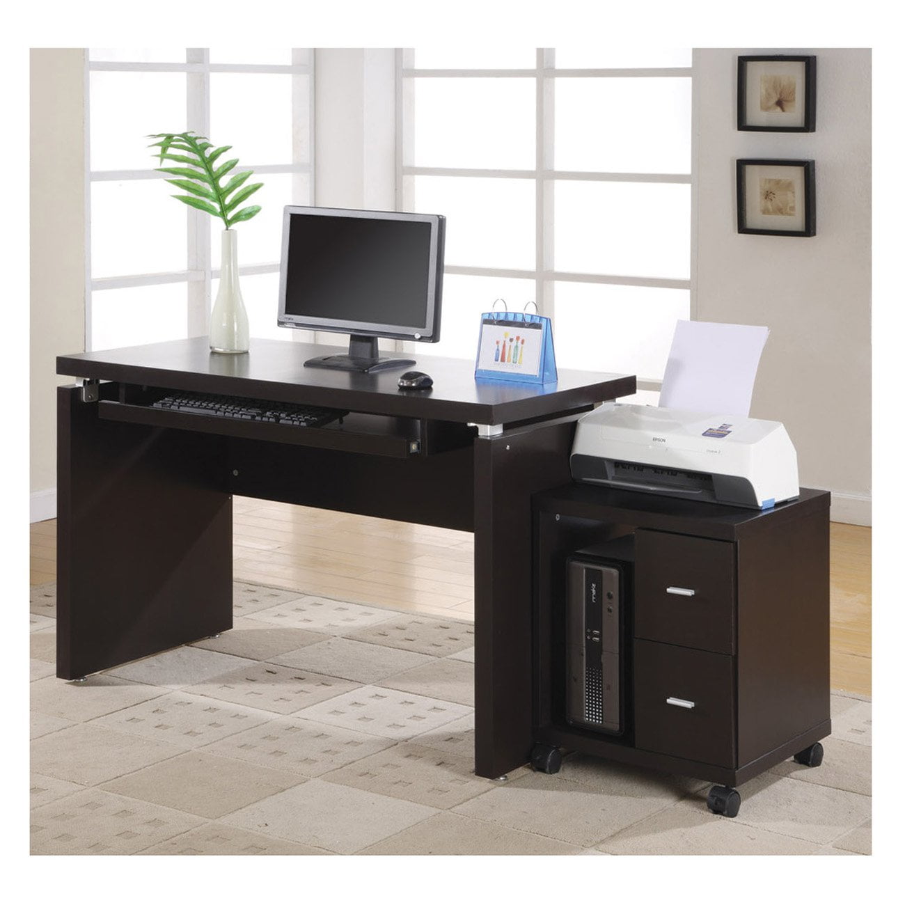 Monarch Cappuccino 48 in. Computer Desk with 2 Drawer ...