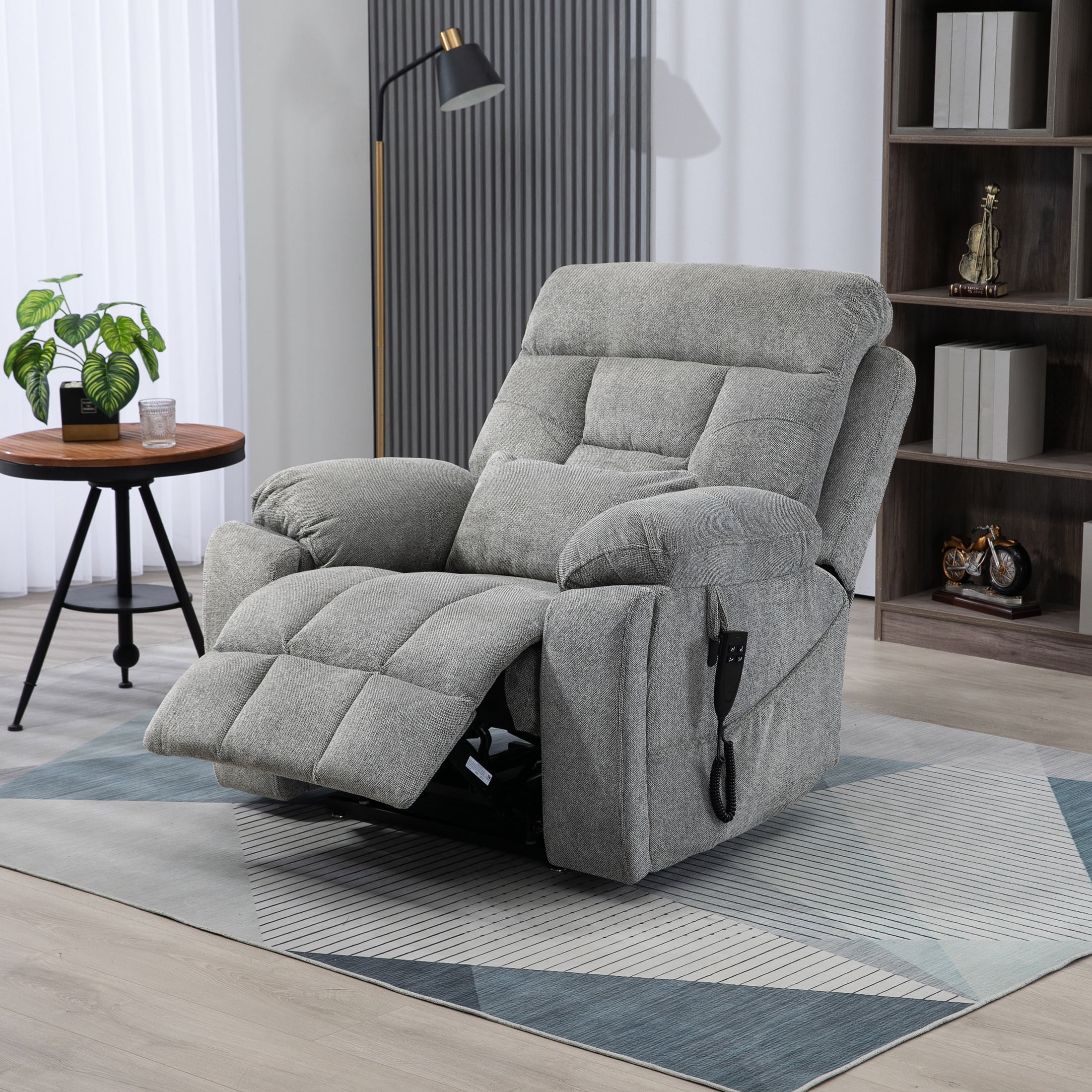 Oversized Power Lift Recliner Chair with Massage and Heat for Elderly, UHOMEPRO Large Wide Seat Recliners for Big and Tall, Safety Motion Reclining Mechanism with Hidden Cup Holder, Gray