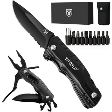 9-in-1 Multitool Pocket Knife for Men - Compact Folding Knife for Camping, Hiking & Survival - Durable Outdoor Tool