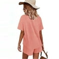 thumbnail image 3 of QATAINLAV Two-Piece Outfits for Women 2025 Short Sleeve V Neck Shirts and Shorts Lounge Set Loose Casual Drawstring Shorts Suits With Pockets Mother's Day Gifts Orange M, 3 of 6