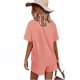thumbnail image 3 of Puntoco moda mujer Casual sólido corto manga botón tops ropa de dormir pantalones cortos conjuntos de ropa de dormir liquidación Puntoco Puntoco-389, 3 of 5