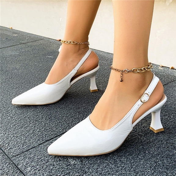 Purcolt Women's Slingback Kitten Heel Pumps Shoes Closed Pointed Toe Sandals Evening Party Wedding Slip on Dress Shoes