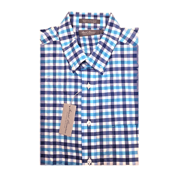 $79 Cremieux Signature Collection Cotton Plaid Shirt , French Blue , XL