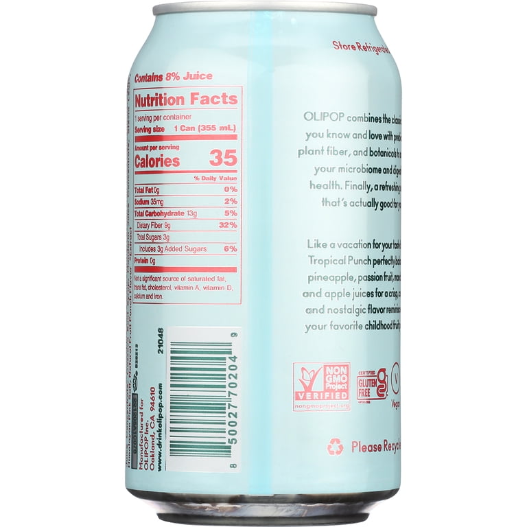 Olipop Tropical Punch Prebiotic Soda, 12 fl oz, 12 Pack photo 5