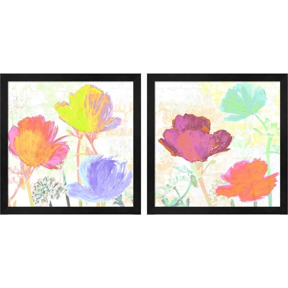 Great Art Now Divertissement d'ete by Muriel Phelipau, 2 Piece Framed Art Set Each 13"W x 13"H