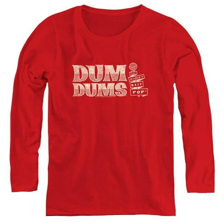Trevco Sportswear DUM112-WL-2 Womens Dum Dums & Worlds Best Long Sleeve T-Shirt, Red - (Best Sportswear For Ladies)