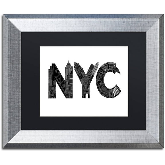 Trademark Fine Art 'NYC' Canvas Art by Robert Farkas, Black Matte, Silver Frame