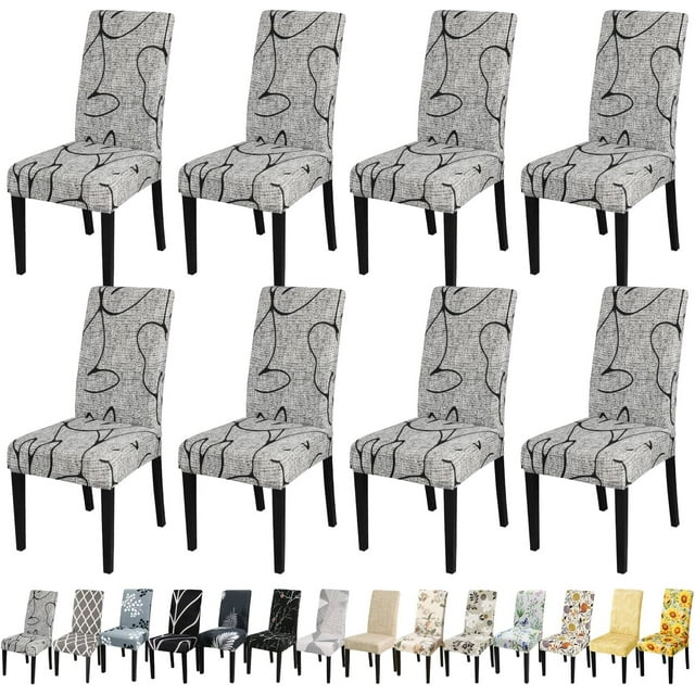 6 Pcs Dining Chair Slipcover,High Stretch Removable Washable Chair Seat Protector Cover for Home Party Hotel Wedding Ceremony (Grey)
