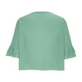 thumbnail image 5 of Women Tie Front Cropped Cardigan Lightweight Chiffon Bolero Shrug Short Sleeve Ruffle Crop Top with Dress, 5 of 7