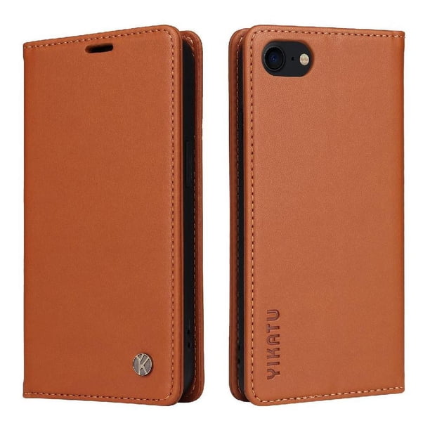 Funda para iPhone SE 2022 Estuche de Cuero PU Tipo Cartera con Ranuras para Tarjetas y Cierre Magnético