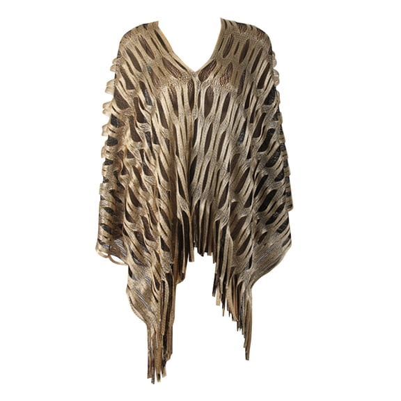 QASIEATN Daily Wear Shawl Wraps for Women Hollow Wavy Tassel Two Color Splicing Cape Shawl Large Size Slim Irregular Long Shawl Fall Fashion Accessories